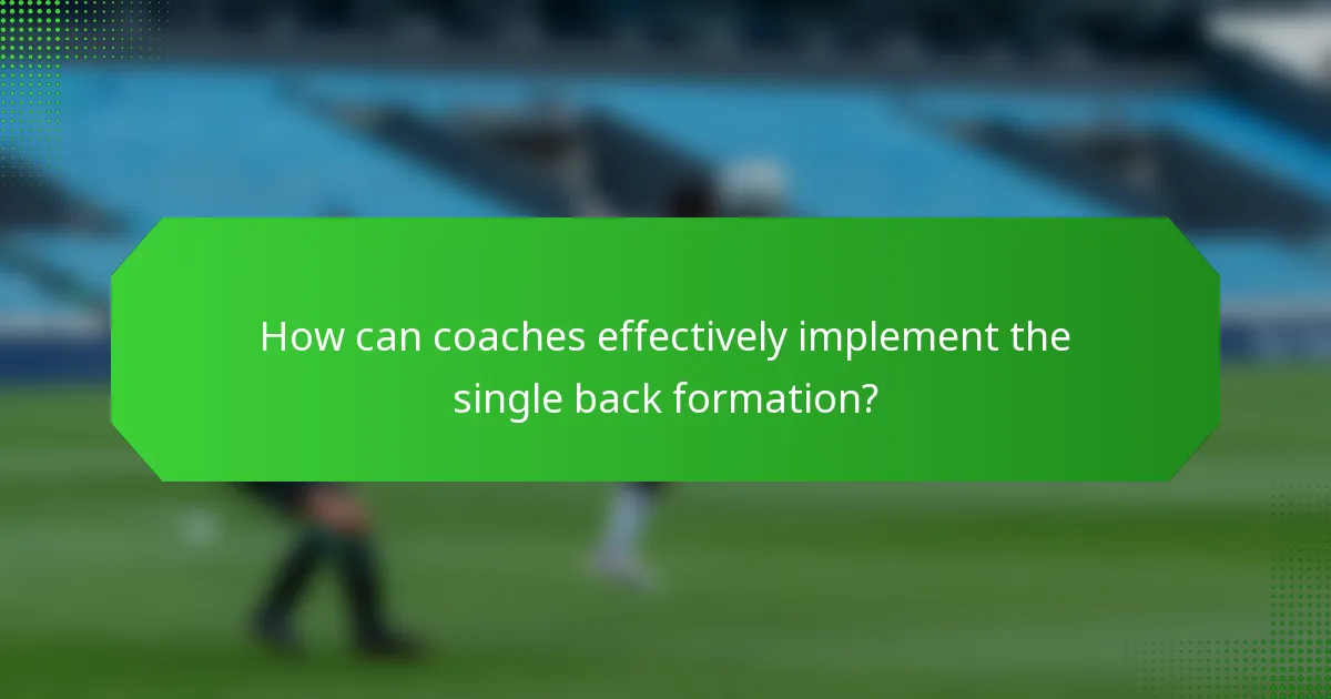 How can coaches effectively implement the single back formation?