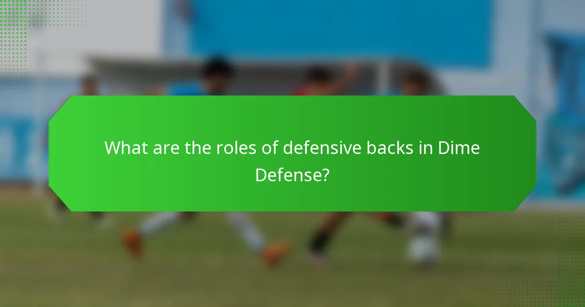 What are the roles of defensive backs in Dime Defense?