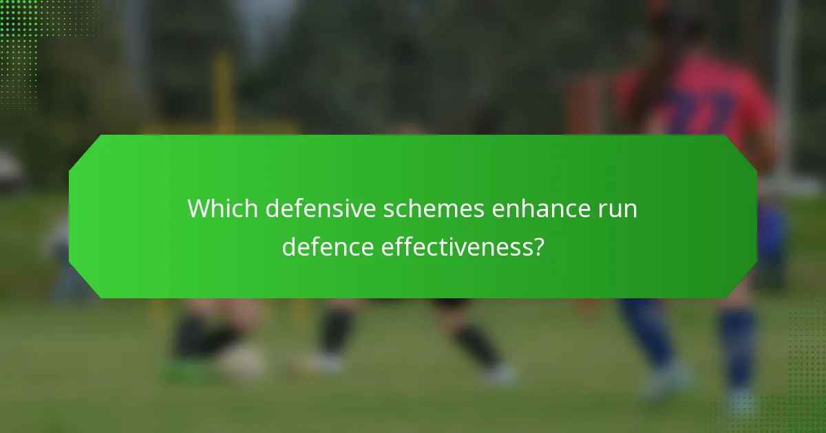 Which defensive schemes enhance run defence effectiveness?